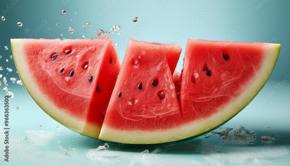 Wall mural refreshing sliced watermelon on clean background