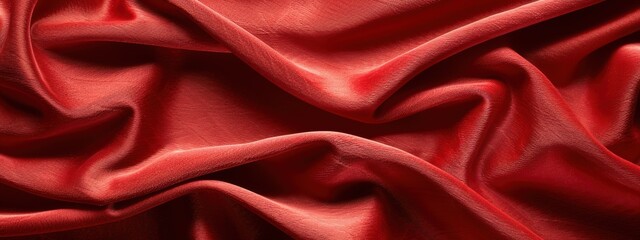 A red fabric with a pattern of a wave