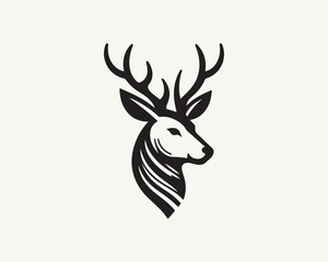 Deer logo vector template. Deer head icon symbol vector illustration. Deer silhouette logo black and white.