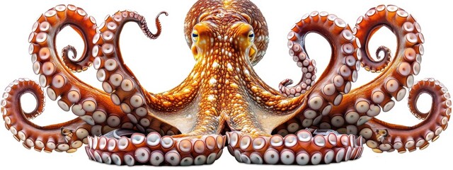 Obraz premium A large octopus with a big orange head and a big orange tail