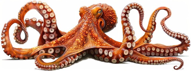 A large orange octopus with many eyes and a long body