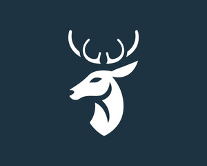 Deer logo vector template. Deer head icon symbol vector illustration. Deer silhouette logo black and white.