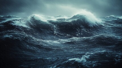 Powerful Waves Crashing During a Stormy Sea