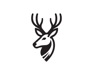 Deer logo vector template. Deer head icon symbol vector illustration. Deer silhouette logo black and white.