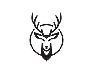 Deer logo vector template. Deer head icon symbol vector illustration. Deer silhouette logo black and white.
