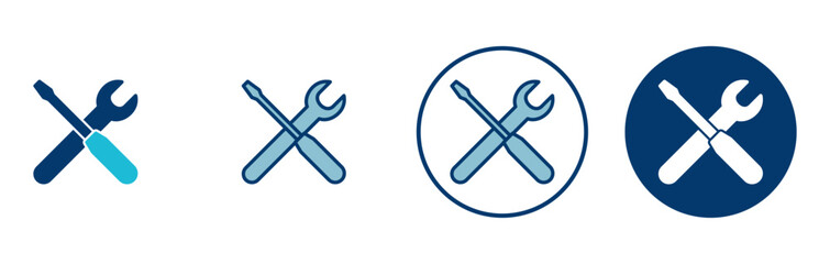 Repair icon vector isolated on white background. Wrench and screwdriver icon. settings vector icon. Maintenance. tools