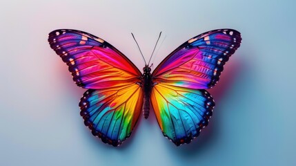 Obraz premium A colorful butterfly with a rainbow pattern on its wings