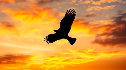 Silhouette of an eagle soaring against a