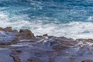 Dramatic Ocean crashing wave Hawaii at Makapu Point