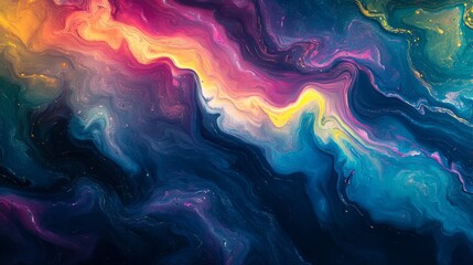 Abstract Swirling Liquid Painting in Vibrant Colors