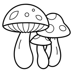 mushrooms vegetable outline coloring book page line art illustration digital drawing