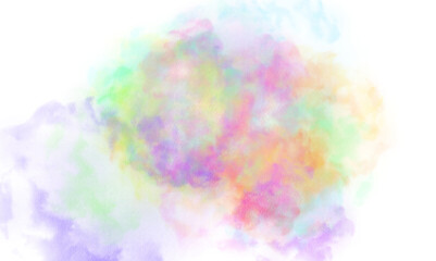 Transparent watercolor color smoke explosion texture overlay effect. Watercolor texture of clouds, paint brush strokes, paint stain strokes. Png file