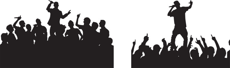 Silhouette vector of people at concert music performance icon