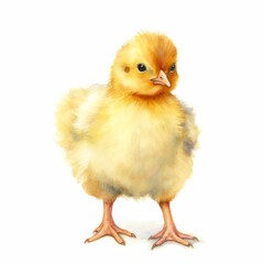 Obraz premium Adorable Baby Chick Illustration in Watercolor Style - Perfect for Easter and Spring-themed Designs