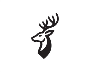 Deer logo vector template. Deer head icon symbol vector illustration. Deer silhouette logo black and white.