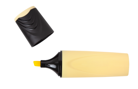 yellow highlighter marker on transparent background, cut out, PNG