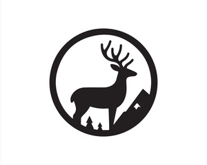 Deer logo vector template. Deer icon symbol vector illustration. Deer silhouette logo black and white.