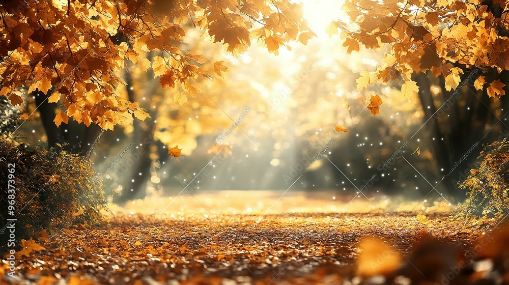 Canvas Prints golden autumn leaves and sunlight through trees