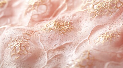 Fototapeta premium Abstract Gold and Pink Lace Fabric Texture - Delicate and Elegant Design