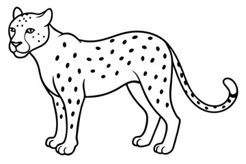 cheetah silhouette, cheetah line art vector illustration, leopard black silhouette vector
