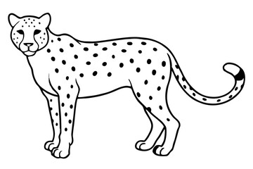 cheetah silhouette, cheetah line art vector illustration, leopard black silhouette vector
