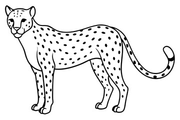 cheetah silhouette, cheetah line art vector illustration, leopard black silhouette vector
