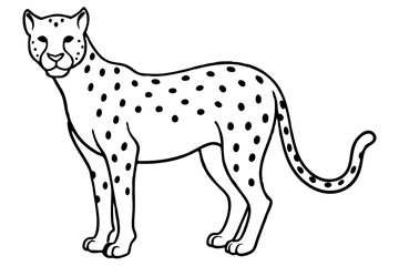 cheetah silhouette, cheetah line art vector illustration, leopard black silhouette vector
