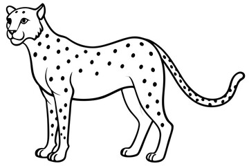 cheetah silhouette, cheetah line art vector illustration, leopard black silhouette vector

