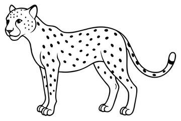 cheetah silhouette, cheetah line art vector illustration, leopard black silhouette vector
