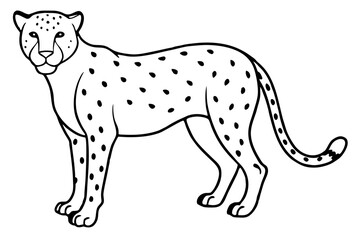 cheetah silhouette, cheetah line art vector illustration, leopard black silhouette vector
