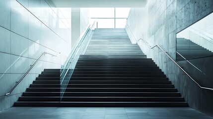 Obraz premium Serene, unoccupied staircase within a modern facility.