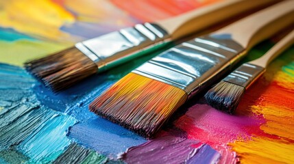 Obraz premium Paintbrushes on Colorful Palette