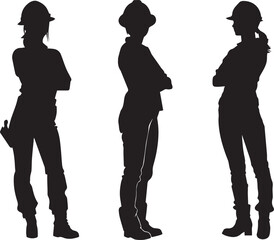 Silhouette of female architect vector