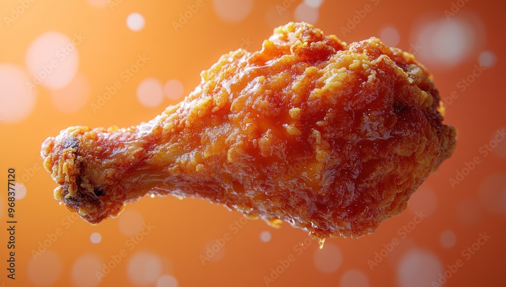 Sticker Close-up of a Crispy Fried Chicken Leg