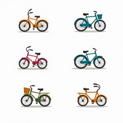 Colorful Bicycle Illustrations Collection for Sports and Leisure Activities