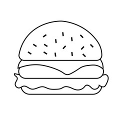 シンプルなハンバーガーの線画イラスト