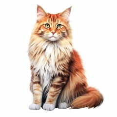 Obraz premium Majestic Maine Coon Cat Illustration with Fluffy Fur and Bright Eyes
