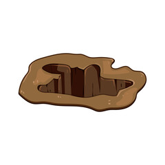 quarry pit cartoon. hole trench, cavity abyss, chasm shaft quarry pit sign. isolated symbol vector illustration