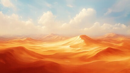 Naklejka premium A Distant View of Rolling Sand Dunes Under a Cloudy Sky