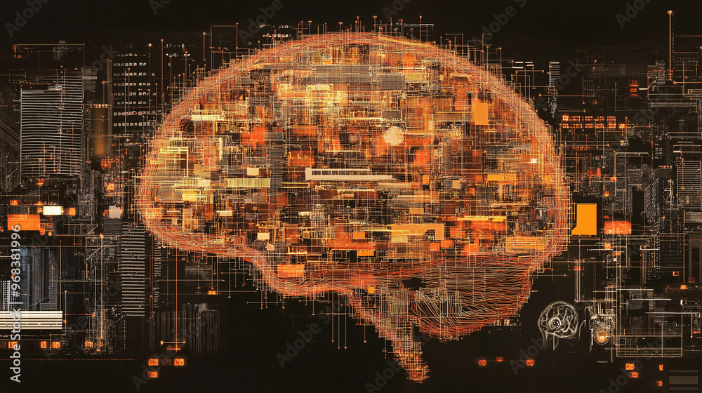 Aufkleber artificial intelligence is forming complex connections in human brain