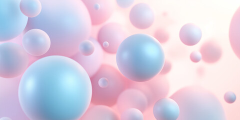 Abstract background with floating spheres in pastel colors