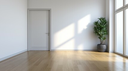 Fototapeta premium The room is empty and has a clean, minimalist feel