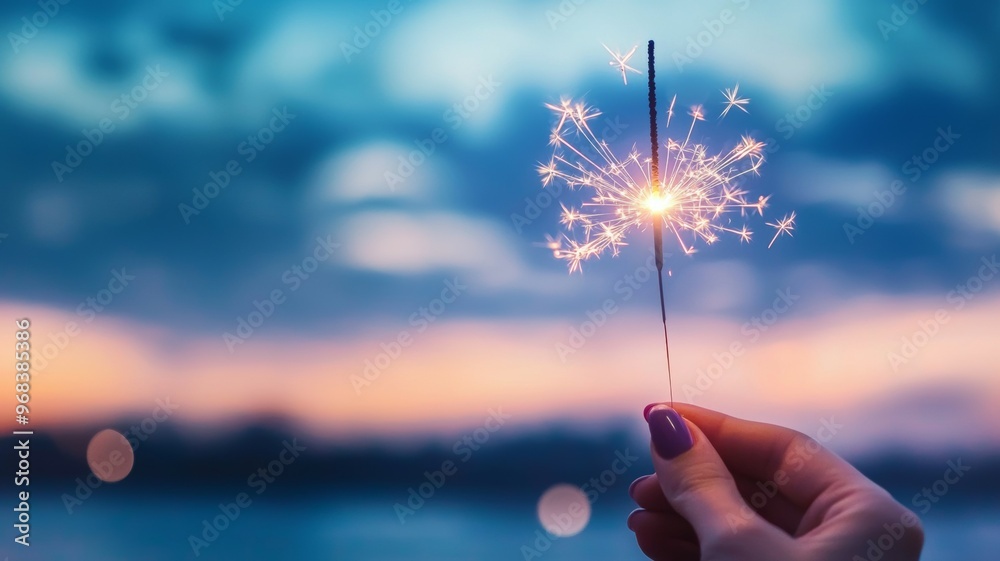 Poster A hand holding a sparkler in the air