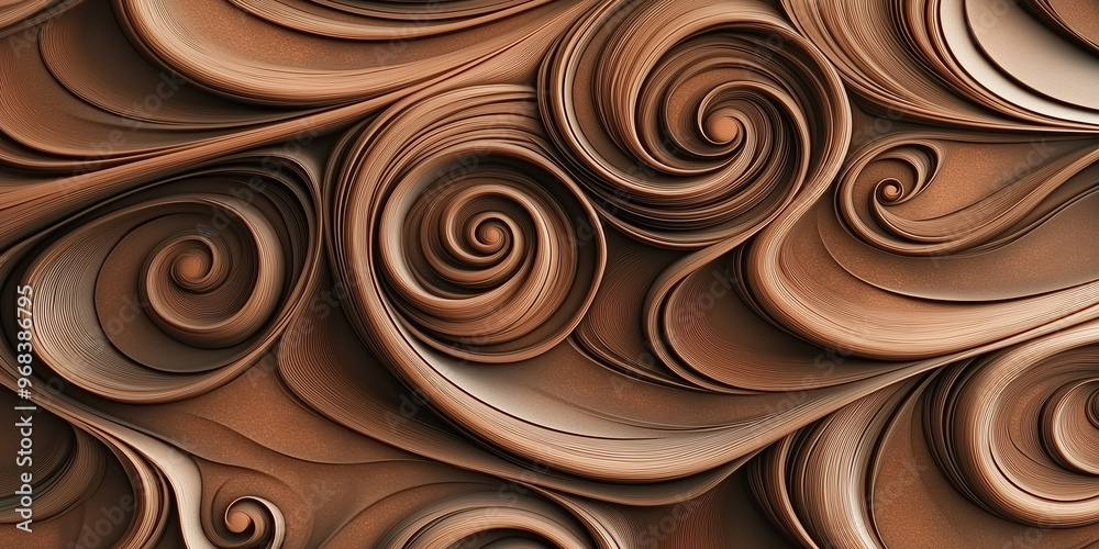 Aufkleber Brown abstract swirling spiral pattern background design
