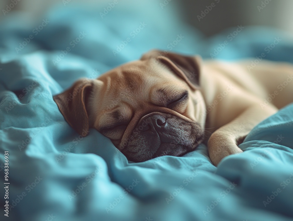 Wall mural Sleeping Pug