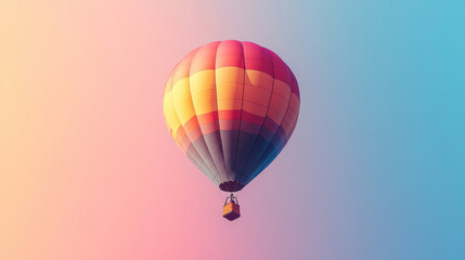 Fototapeta premium A colorful hot air balloon floating upward against vibrant sky