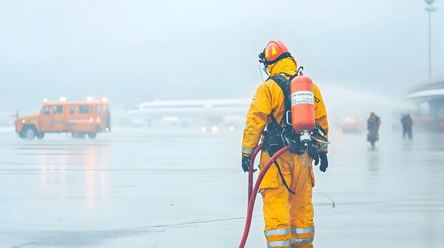 Aircraft Rescue and Firefighting Teams Training for Emergency Scenarios on Airport Tarmac