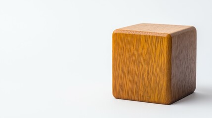 A wooden block is sitting on a white background