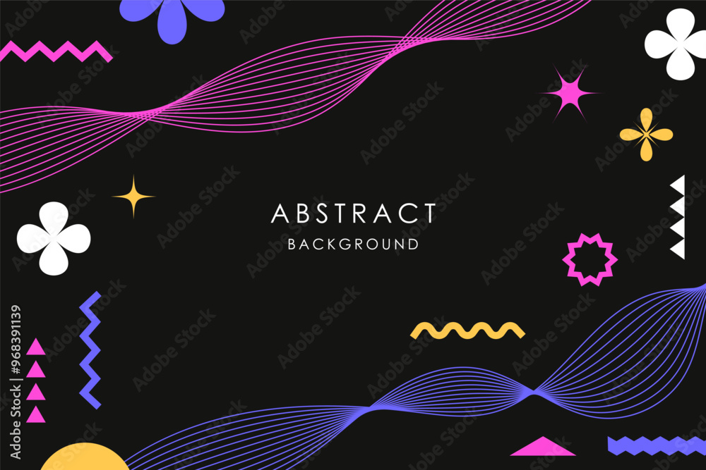 Fototapete abstract bright background with geometric shapes and wavy lines. place for text. vector illustration