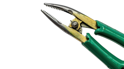 Pliers with green handles on transparent background